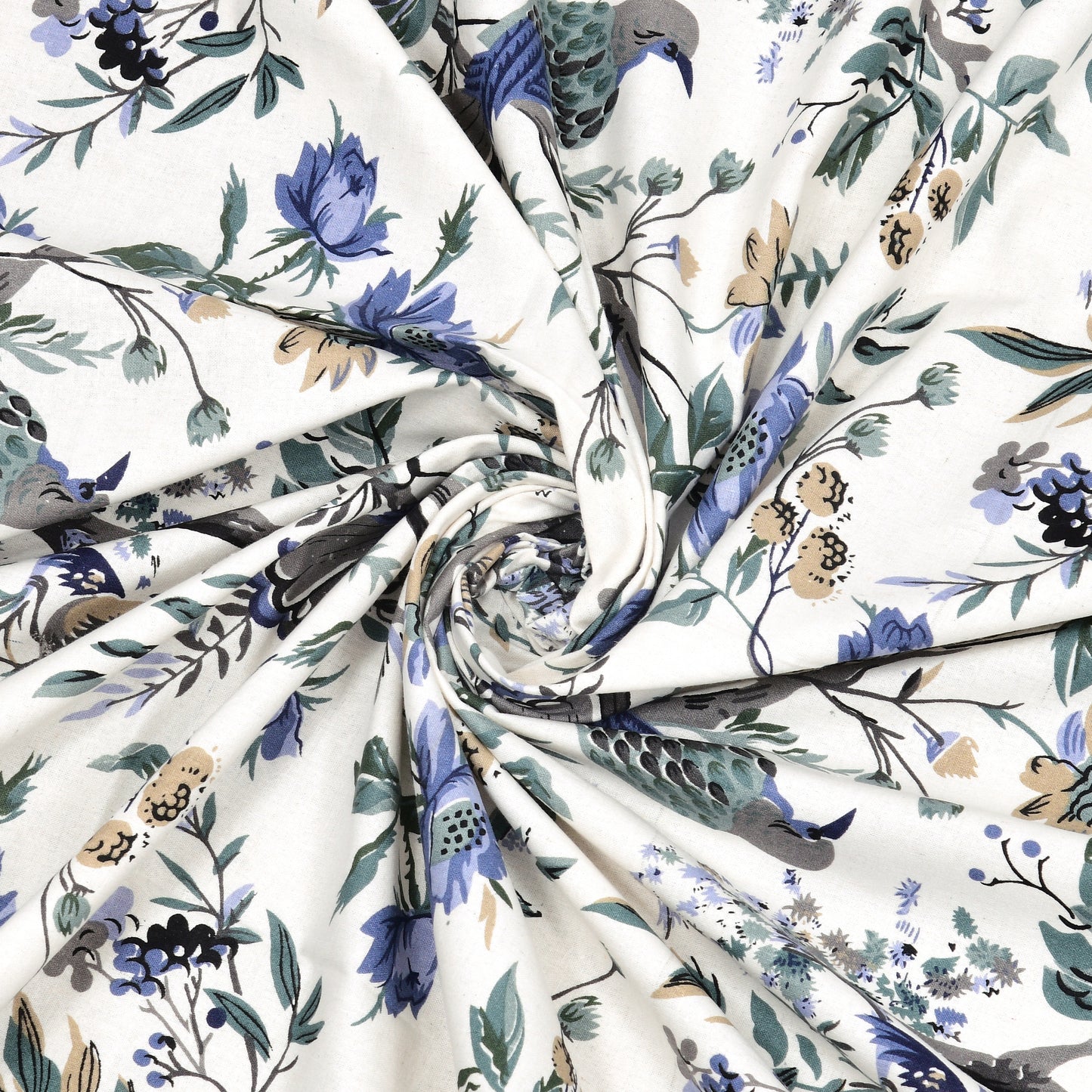 Blue Blossom Bird & Floral Single Bedsheet