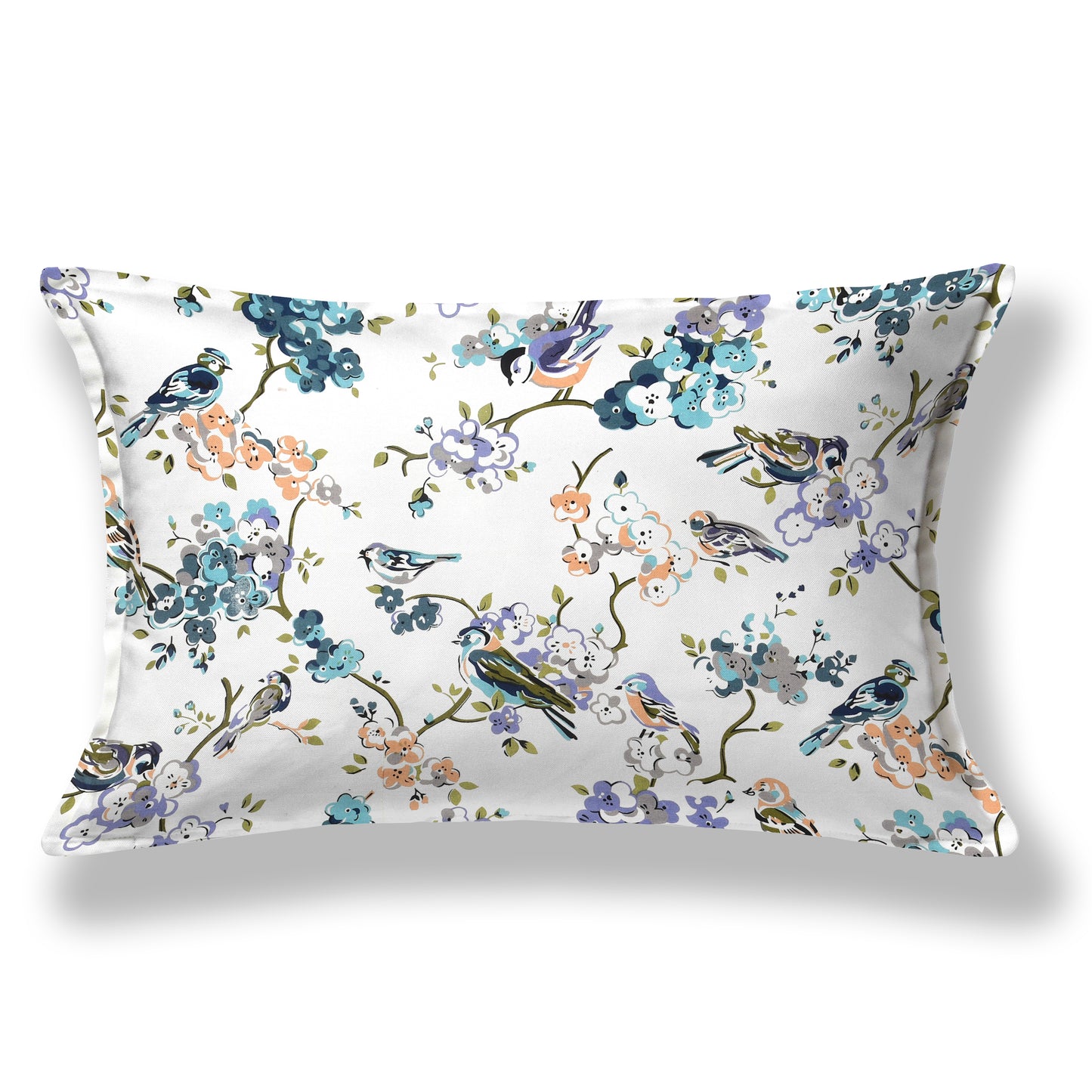 Spring Melody Cotton Single Bedsheet – White Floral Print with Birds