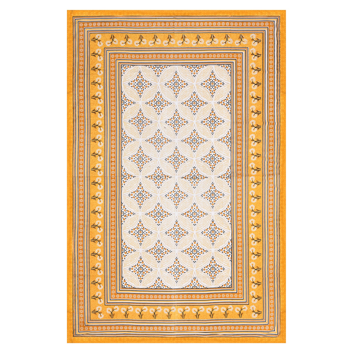 Heritage Bloom Wave – Golden Marigold Single Bedsheet