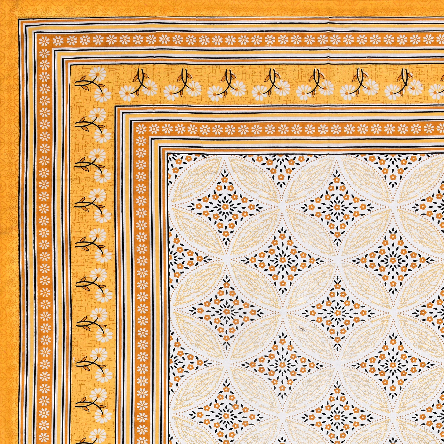 Heritage Bloom Wave – Golden Marigold Single Bedsheet