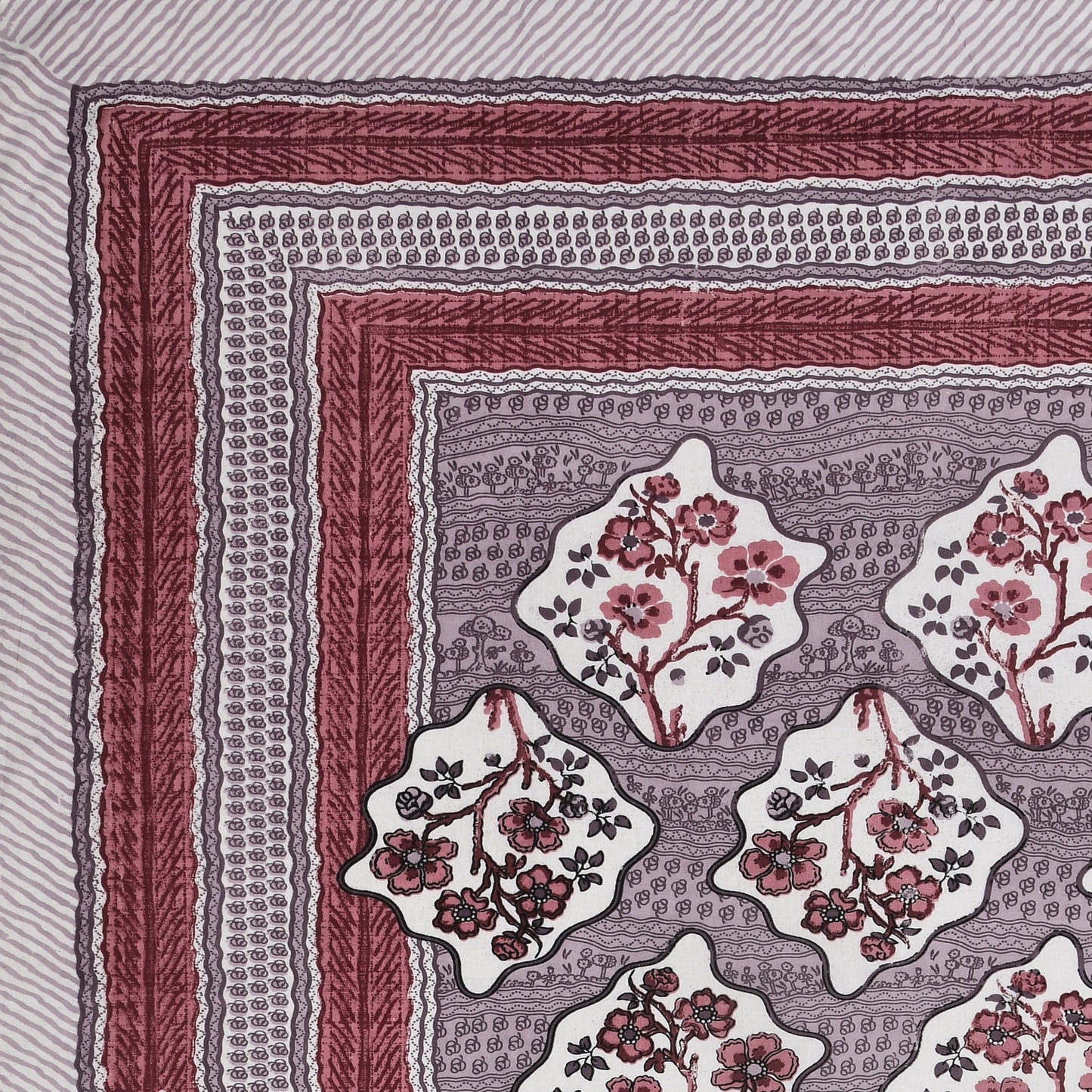 Regal Blossom Frame Maroon Grey Single Bedsheet