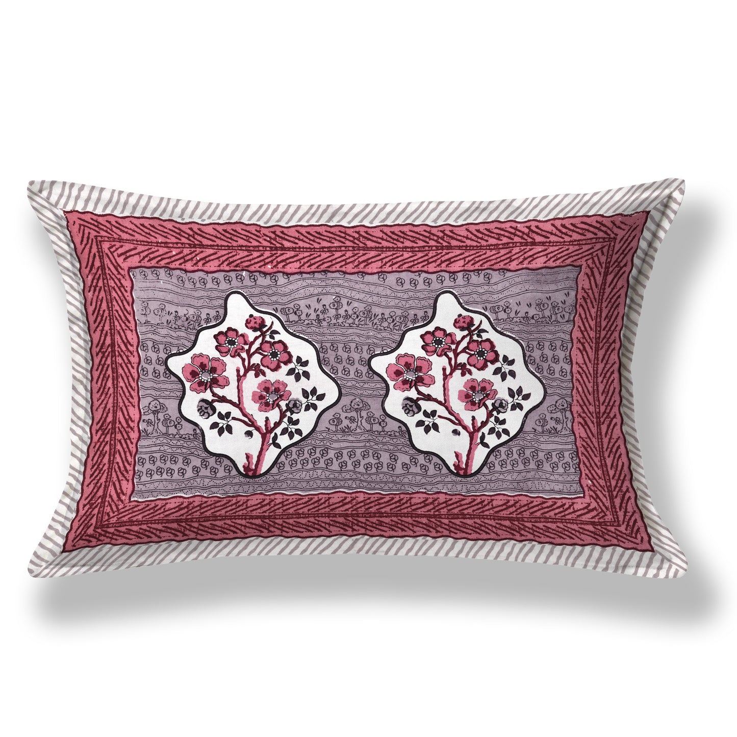 Regal Blossom Frame Maroon Grey Single Bedsheet