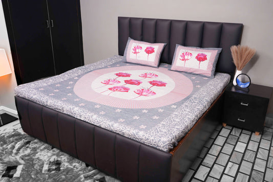 Pink Tulip Bloom Cotton Bedsheet Set