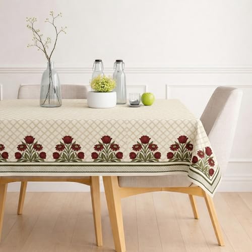 Poly-Cotton Printed Dining Table Cover (Premium, Washable)