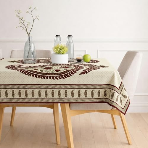 Poly-Cotton Printed Dining Table Cover (Premium, Washable)