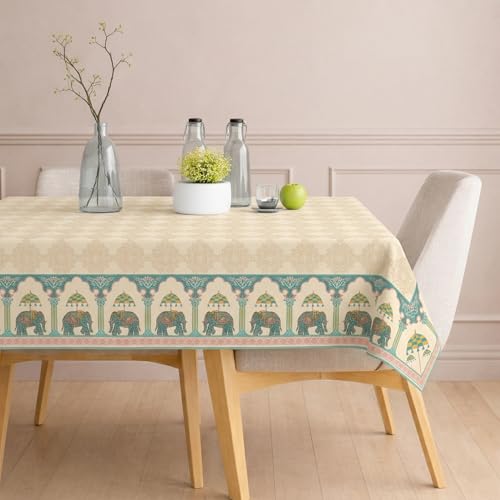 Poly-Cotton Printed Dining Table Cover (Premium, Washable)