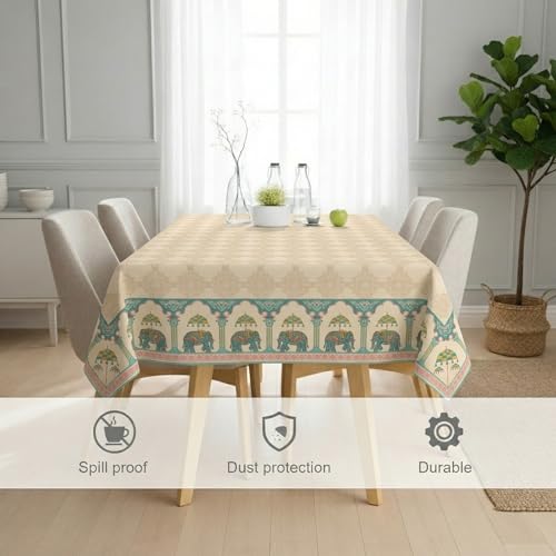 Poly-Cotton Printed Dining Table Cover (Premium, Washable)