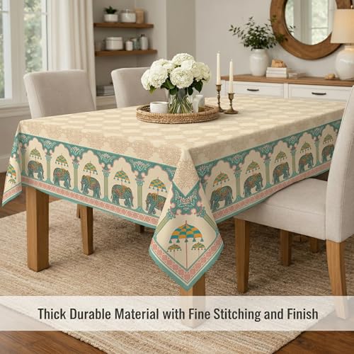 Poly-Cotton Printed Dining Table Cover (Premium, Washable)