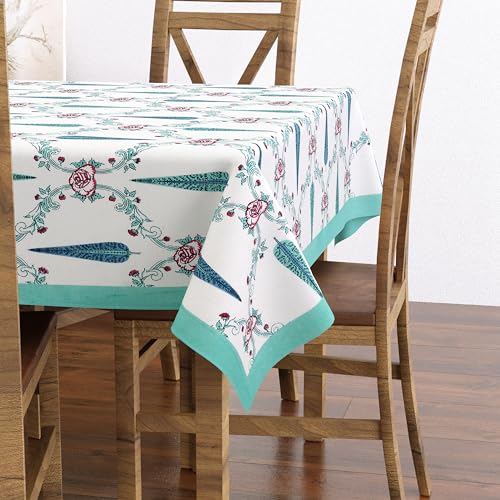 Hand Block Print Cotton Tablecloth (Jaipuri, 6 Seater)