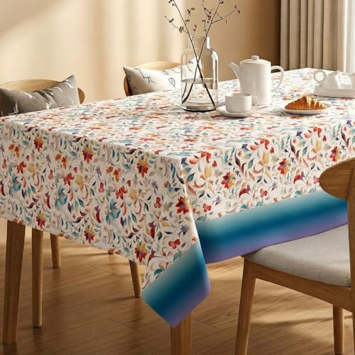 Premium Water & Stain Resistant Floral Dining Table Cover (Linen-Blend, 300 GSM)
