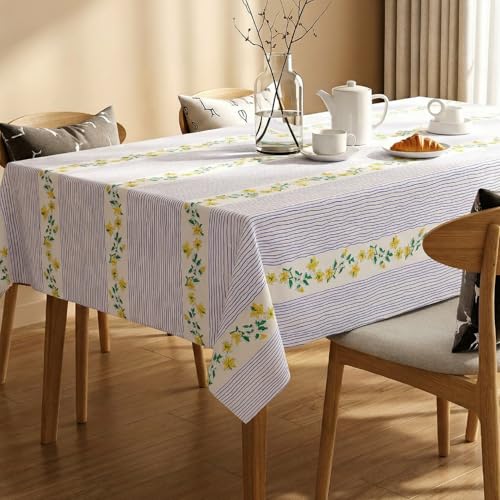 Premium Water & Stain Resistant Floral Dining Table Cover (Linen-Blend, 300 GSM)