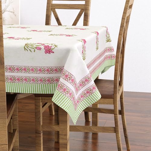 Hand Block Print Cotton Tablecloth (Jaipuri, 6 Seater)