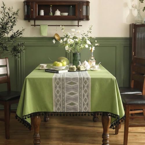 Printed Cotton Tablecloth with Tassels (Vintage Floral)