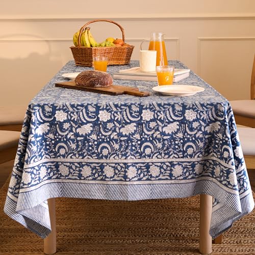 Jaipuri Hand Block Print Cotton Tablecloth (Handcrafted Floral)
