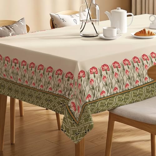Premium Water & Stain Resistant Floral Dining Table Cover (Linen-Blend, 300 GSM)