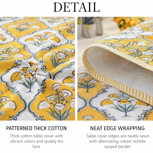 Hand Block Printed Jaipuri Cotton Tablecloth (Ethnic Floral)
