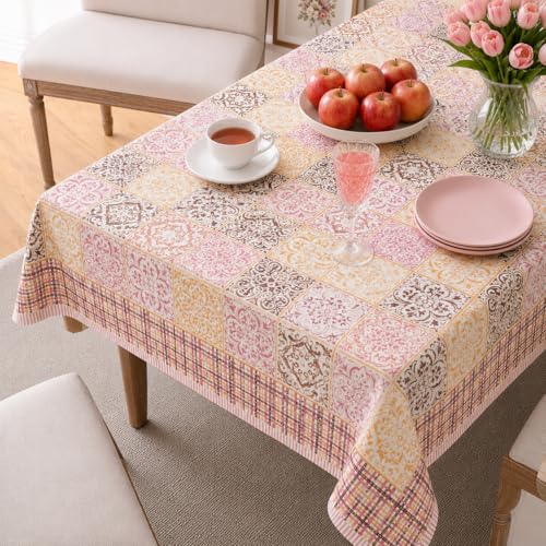 Hand Block Printed Cotton Tablecloth (Floral, 6 Seater)