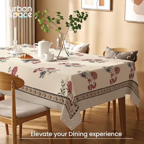 Premium Water & Stain Resistant Floral Dining Table Cover (Linen-Blend, 300 GSM)