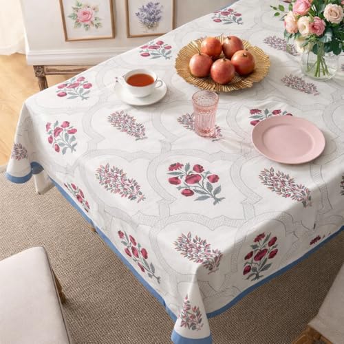 Hand Block Printed Jaipuri Cotton Tablecloth (Ethnic Floral)