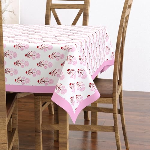 Hand Block Print Cotton Tablecloth (Jaipuri, 6 Seater)