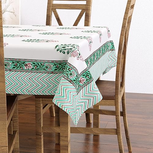 Hand Block Print Cotton Tablecloth (Jaipuri, 6 Seater)
