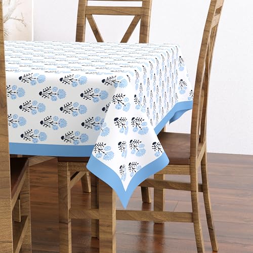 Hand Block Print Cotton Tablecloth (Jaipuri, 6 Seater)