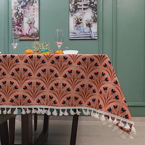 Premium Water & Stain Resistant Floral Dining Table Cover (Linen-Blend, 300 GSM)