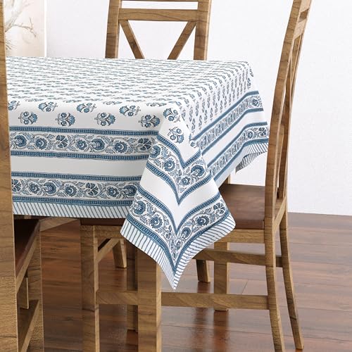 Hand Block Print Cotton Tablecloth (Jaipuri, 6 Seater)