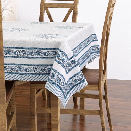Hand Block Print Cotton Tablecloth (Jaipuri, 6 Seater)