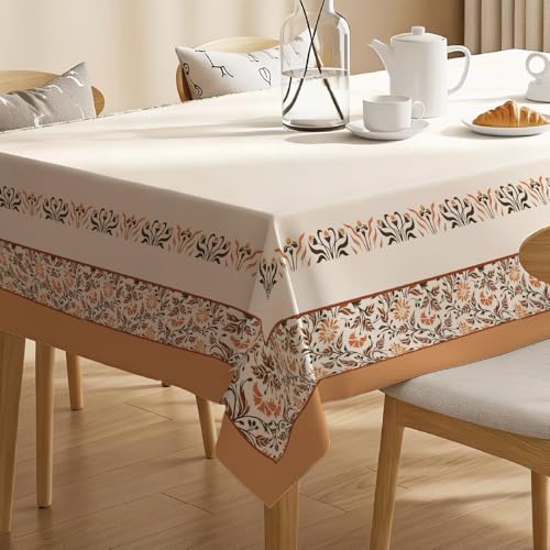 Premium Water & Stain Resistant Floral Dining Table Cover (Linen-Blend, 300 GSM)