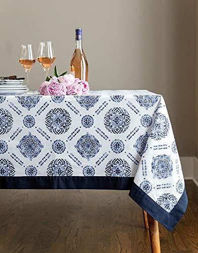 Premium Water & Stain Resistant Floral Dining Table Cover (Linen-Blend, 300 GSM)