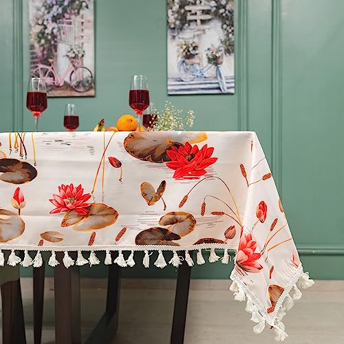 Premium Water & Stain Resistant Floral Dining Table Cover (Linen-Blend, 300 GSM)