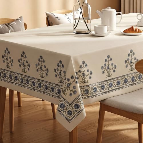 Premium Water & Stain Resistant Floral Dining Table Cover (Linen-Blend, 300 GSM)