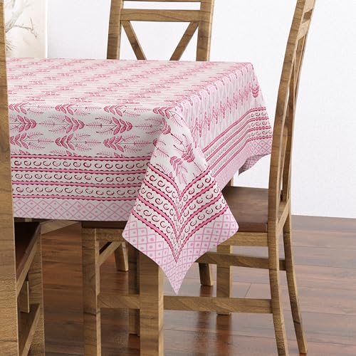 Hand Block Print Cotton Tablecloth (Jaipuri, 6 Seater)