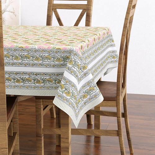 Hand Block Print Cotton Tablecloth (Jaipuri, 6 Seater)