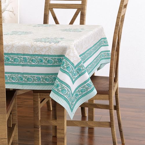 Hand Block Print Cotton Tablecloth (Jaipuri, 6 Seater)