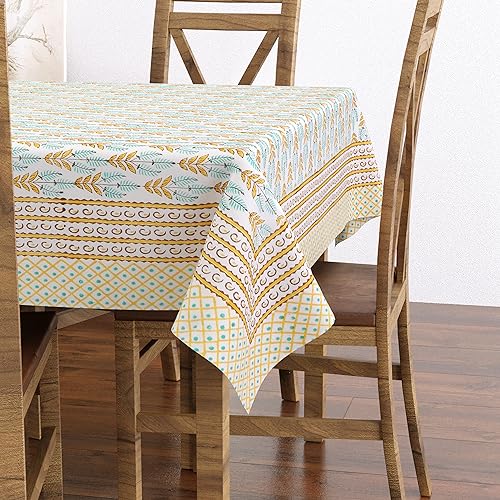 Hand Block Print Cotton Tablecloth (Jaipuri, 6 Seater)