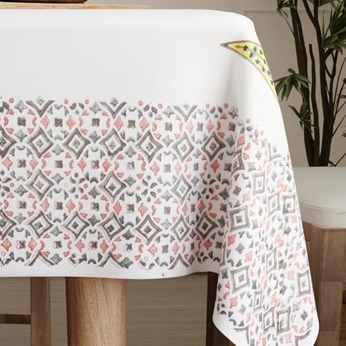 Jaipuri Hand Block Print Cotton Tablecloth (Handcrafted Floral)