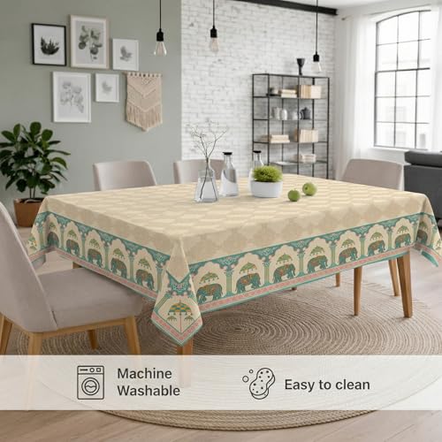 Poly-Cotton Printed Dining Table Cover (Premium, Washable)