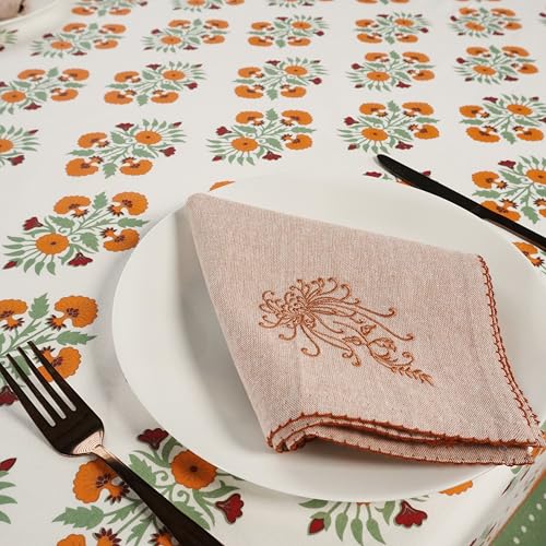 Block Print Cotton Tablecloth (Bohemian Floral)