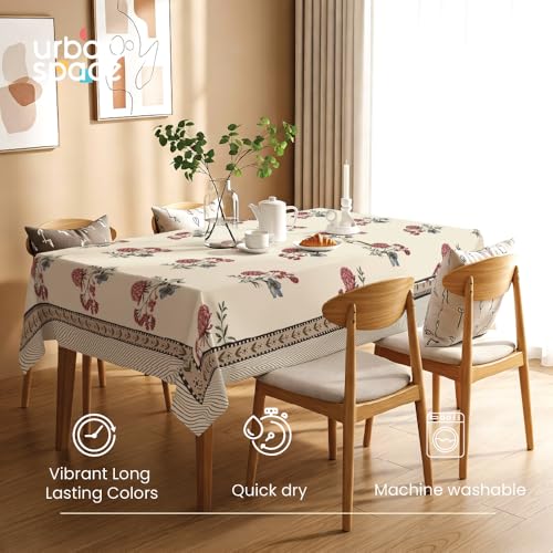 Premium Water & Stain Resistant Floral Dining Table Cover (Linen-Blend, 300 GSM)