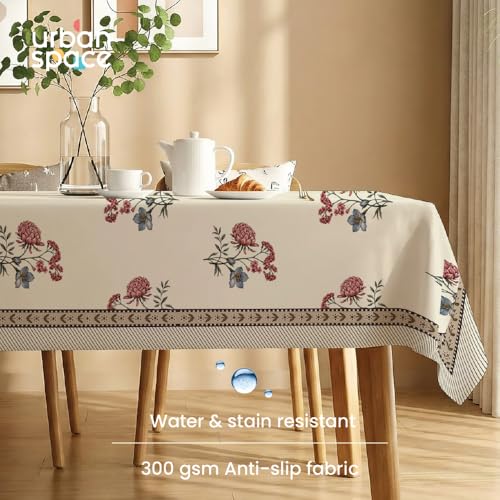 Premium Water & Stain Resistant Floral Dining Table Cover (Linen-Blend, 300 GSM)