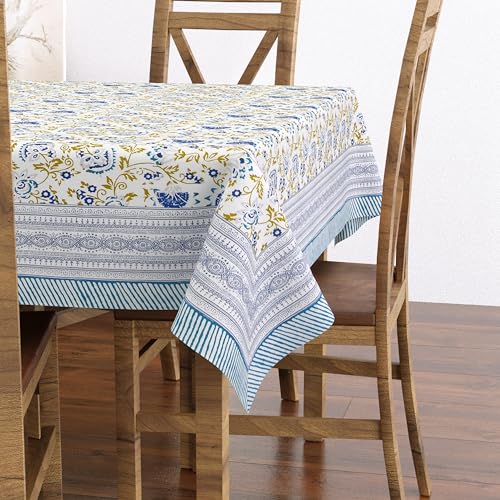Hand Block Print Cotton Tablecloth (Jaipuri, 6 Seater)
