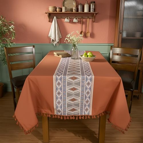Printed Cotton Tablecloth with Tassels (Vintage Floral)