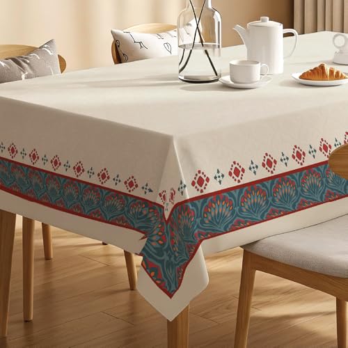 Premium Water & Stain Resistant Floral Dining Table Cover (Linen-Blend, 300 GSM)