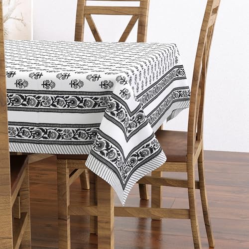 Hand Block Print Cotton Tablecloth (Jaipuri, 6 Seater)