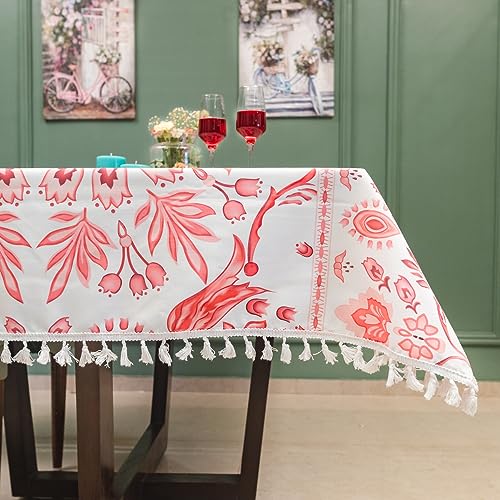 Premium Water & Stain Resistant Floral Dining Table Cover (Linen-Blend, 300 GSM)