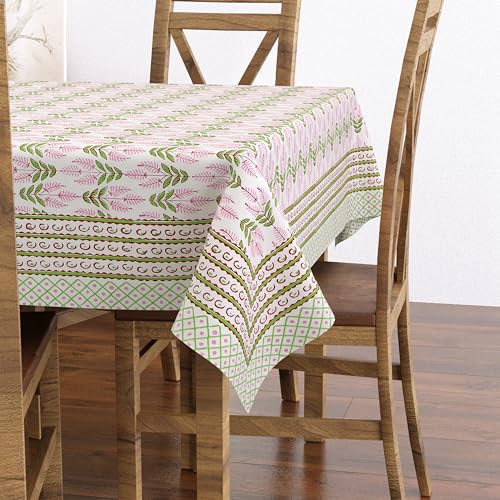 Hand Block Print Cotton Tablecloth (Jaipuri, 6 Seater)