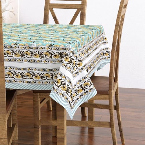 Hand Block Print Cotton Tablecloth (Jaipuri, 6 Seater)