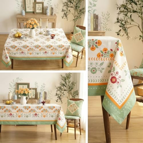 Block Print Cotton Tablecloth (Bohemian Floral)